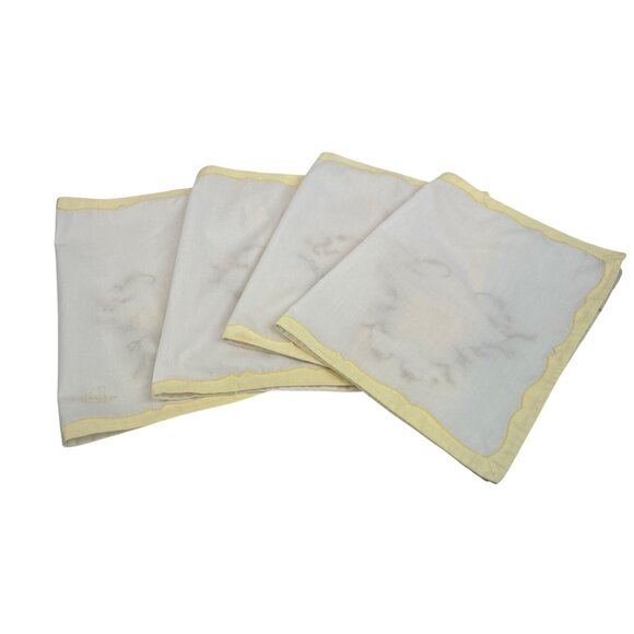 Vintage Hand-Embroidered Floral Linen Placemats Set Of 4 Yellow Brown Orange - Picture 6 of 11